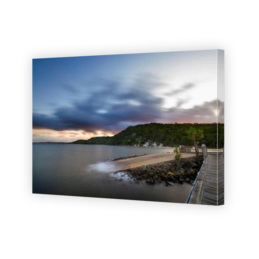 Kingfisher Bay barge landing at dawn, Fraser Island, Queensland Australia