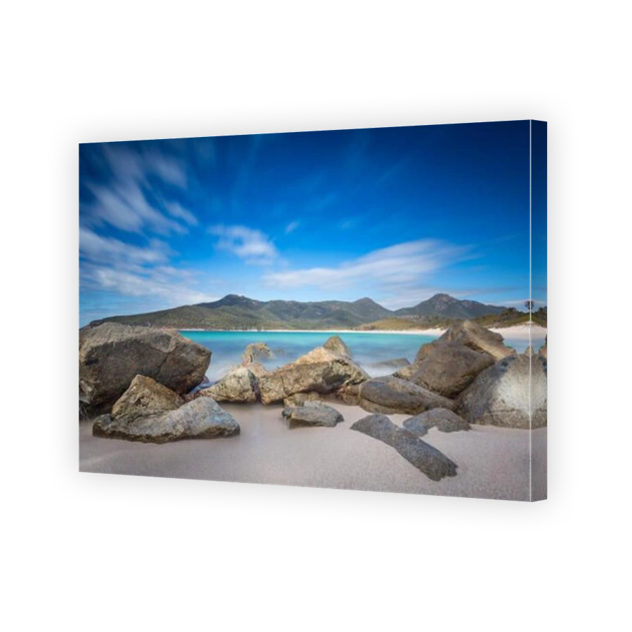 a long exposure of Wineglass Bay, Freycinet National Park, Tasmania.