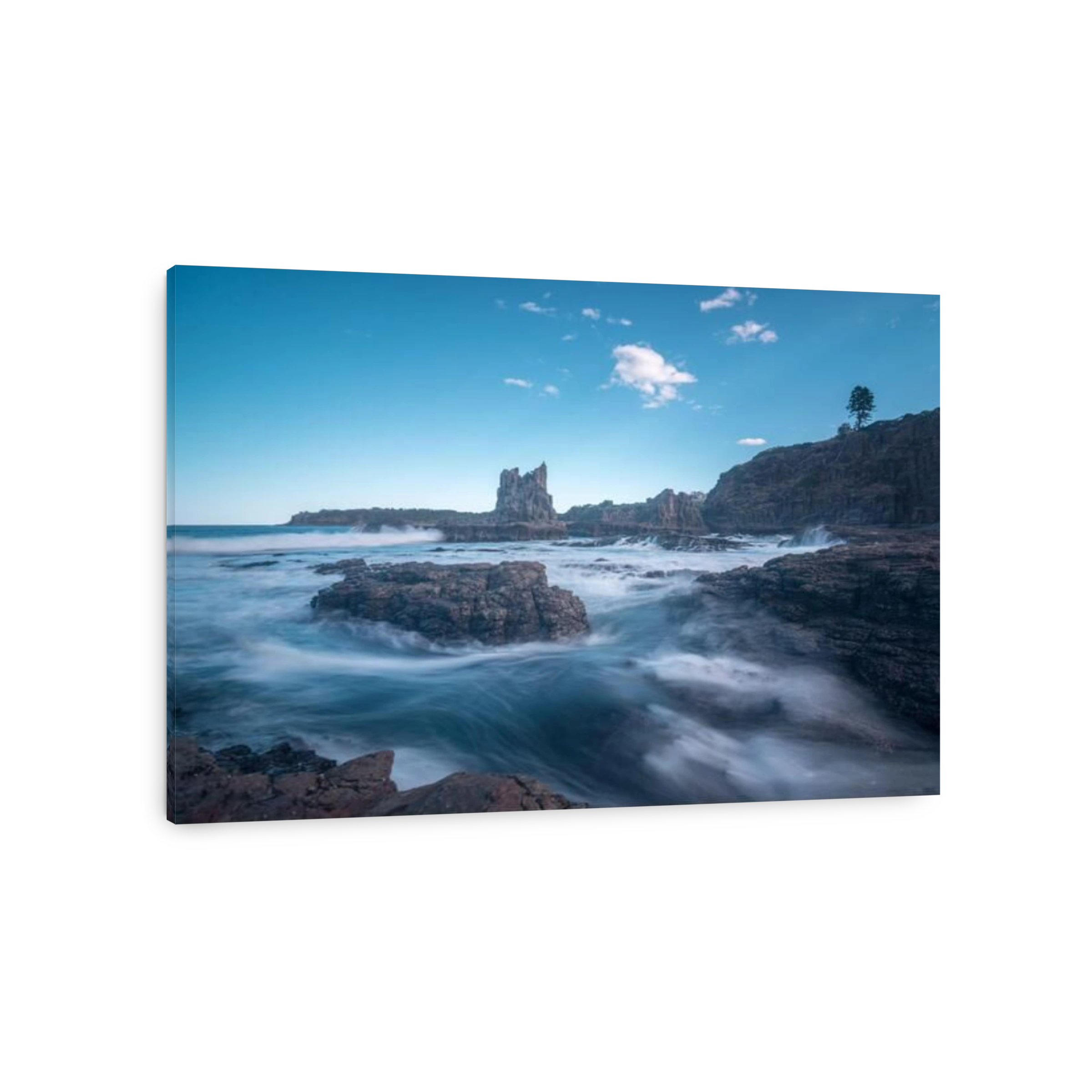 Water in Motion around a Big Rock at Cathedral Rocks, Kiama, NSW, Australia