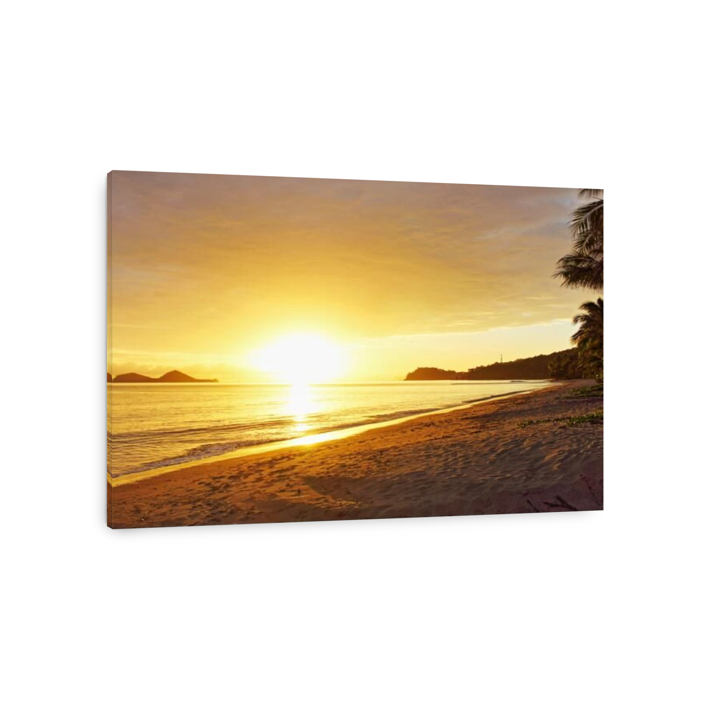 Golden sunrise shot down Ellis Beach on Australia Day in Cairns, Far North Queensland, Australia
