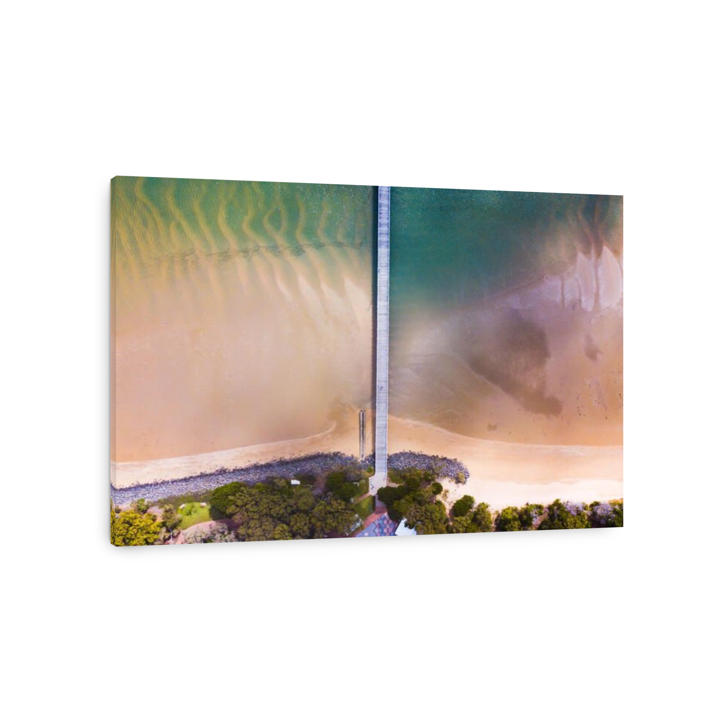 Aerial photo of sunrise over Urangan Pier, Hervey Bay, Fraser Coast, Queensland, Australia