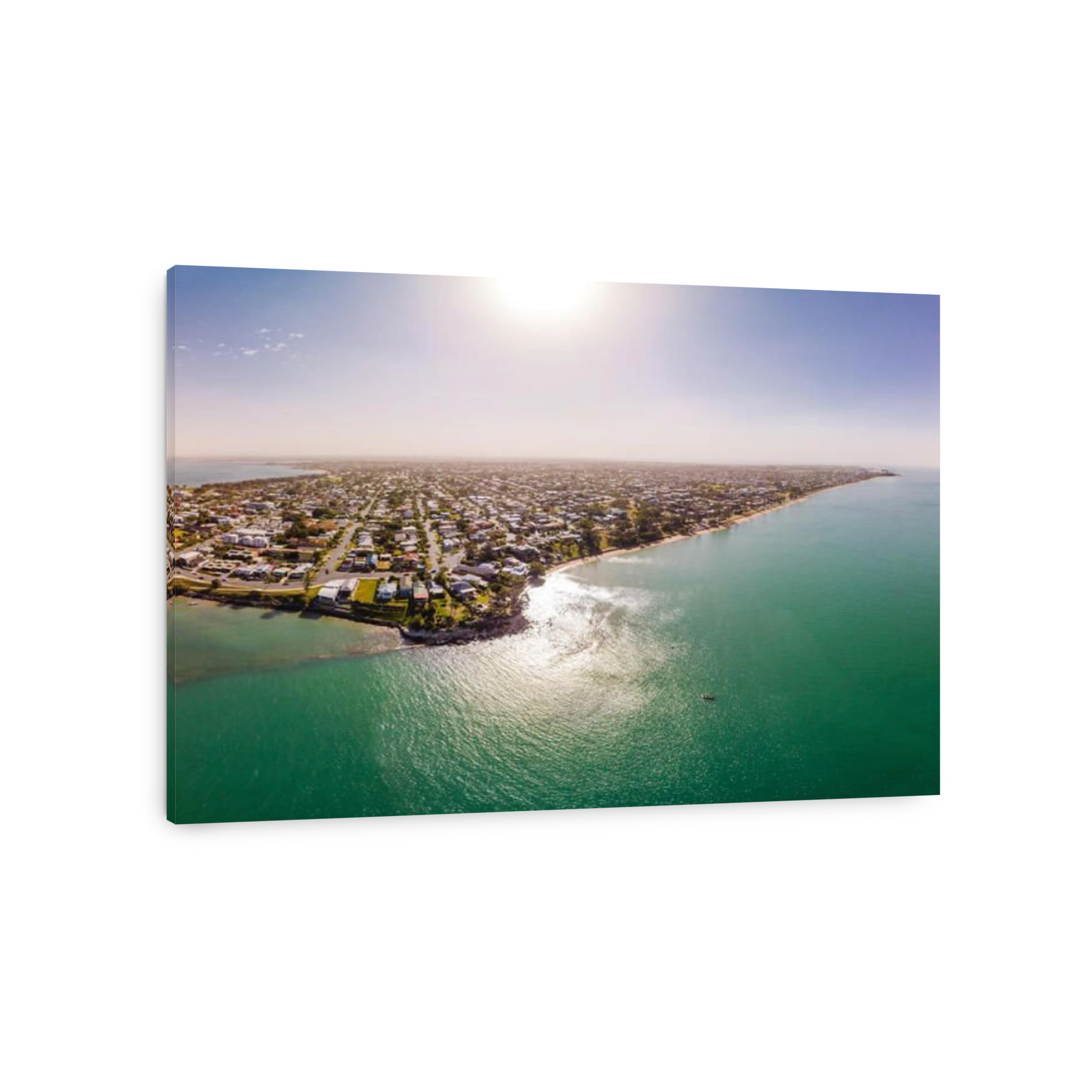 Aerial drone view of Woody Point and Margate on Redcliffe peninsula, Brisbane, Australia