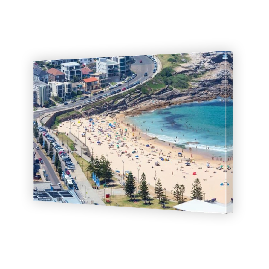 Aerial view of Maroubra Beach in the peak of a hot Australian summer on Sydney's Eastern Beaches/