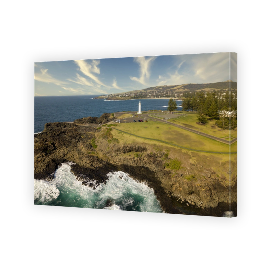 Drone aerial photograph of the Lighthouse in Kiama on the south coast of New South Wales in Australia
