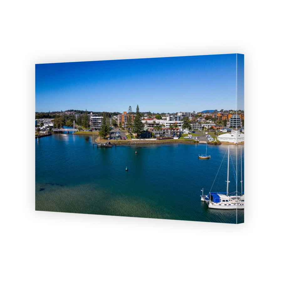 Aerial view of Port Macquarie in New South Wales, Australia, in sunny weather