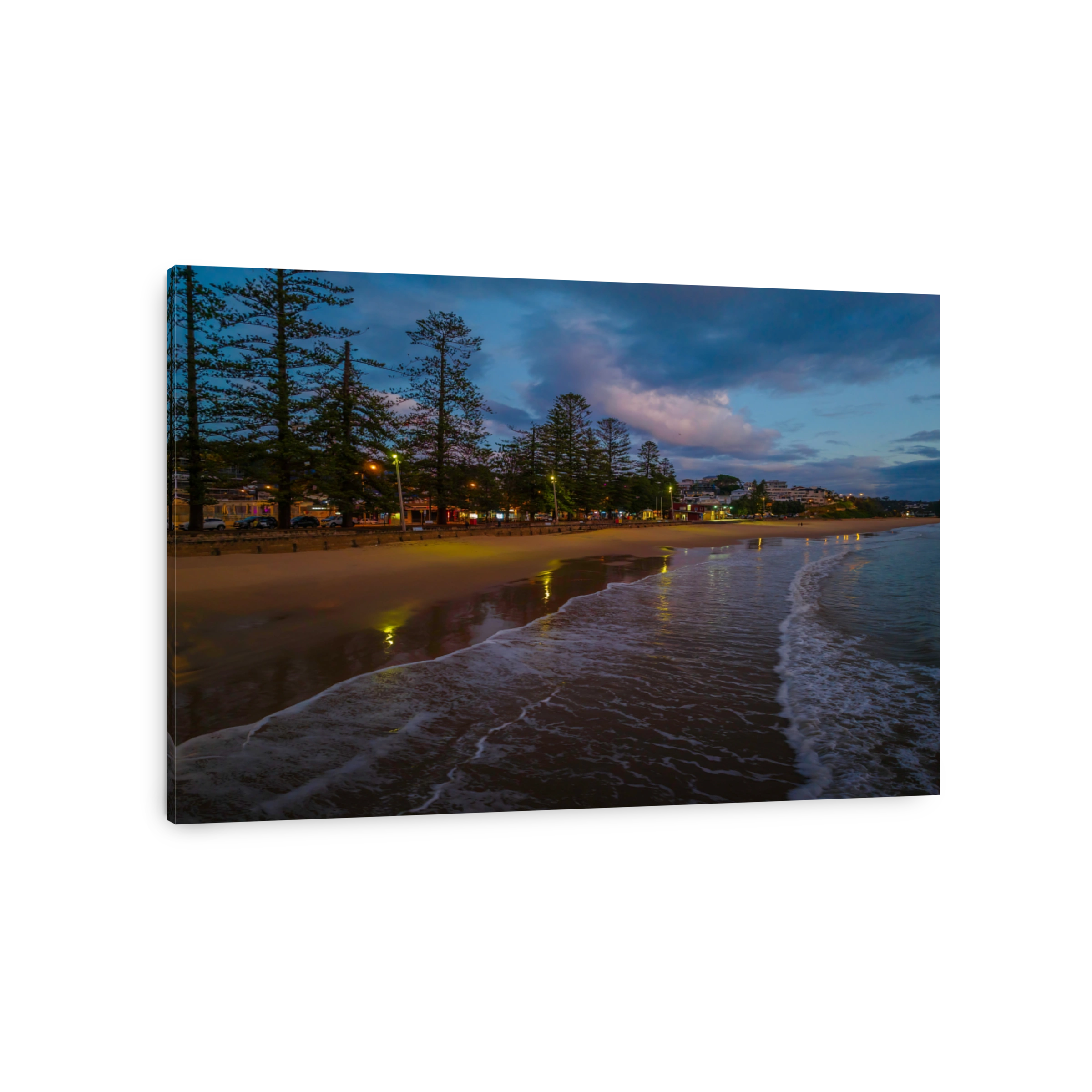 Aerial sunrise at the seaside with rain clouds
