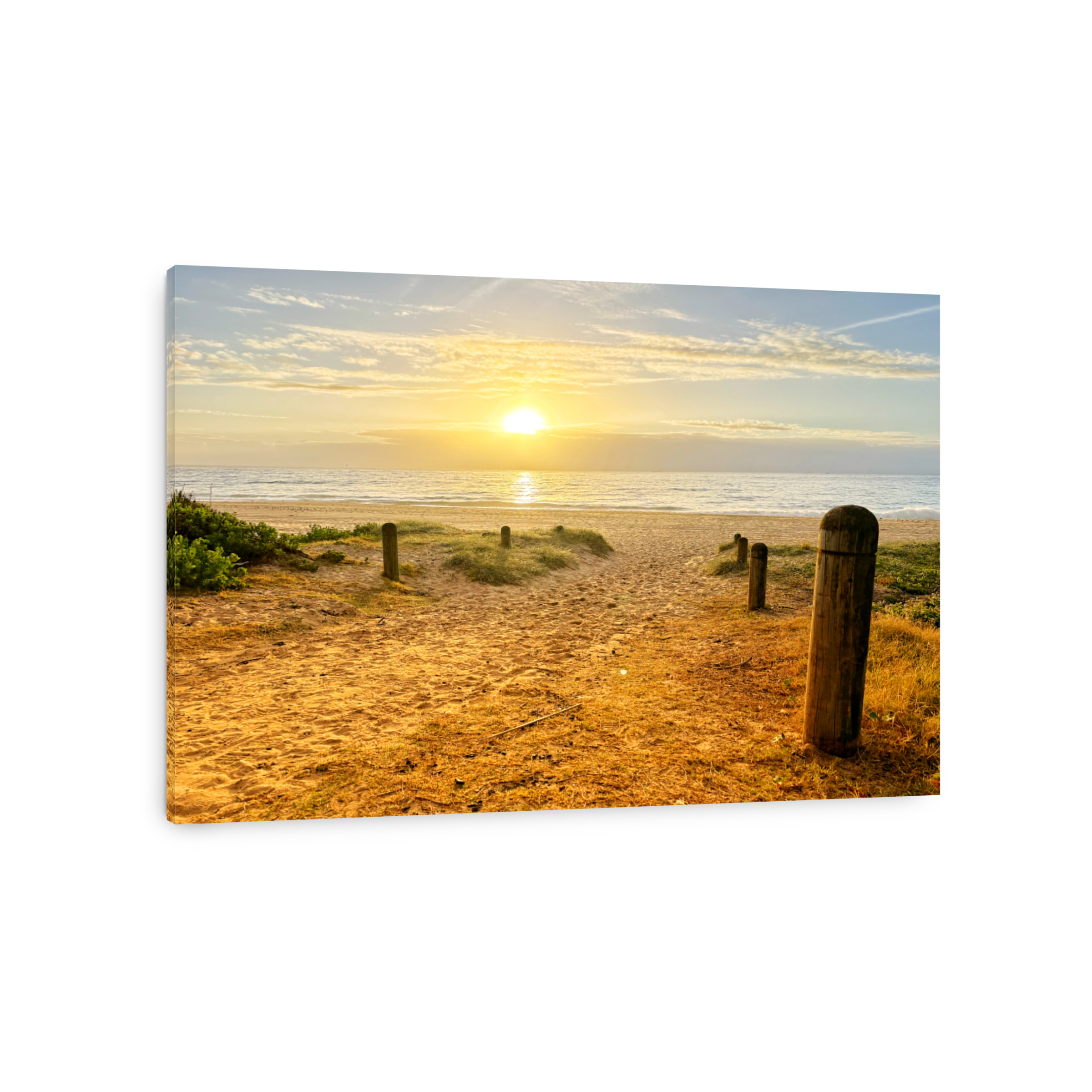 Looking down the track over the sand dunes to the beach beyond at sunrise. Wollongong, NSW.