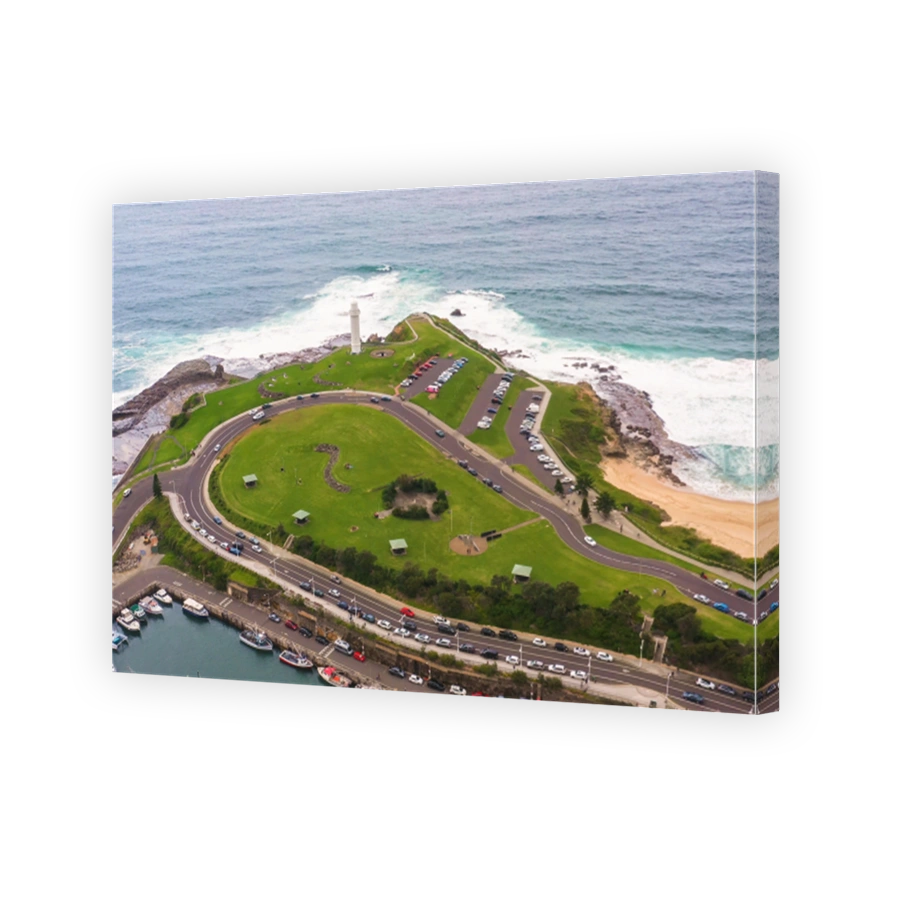 Aerial drone view of Flagstaff Point Lighthouse at Wollongong