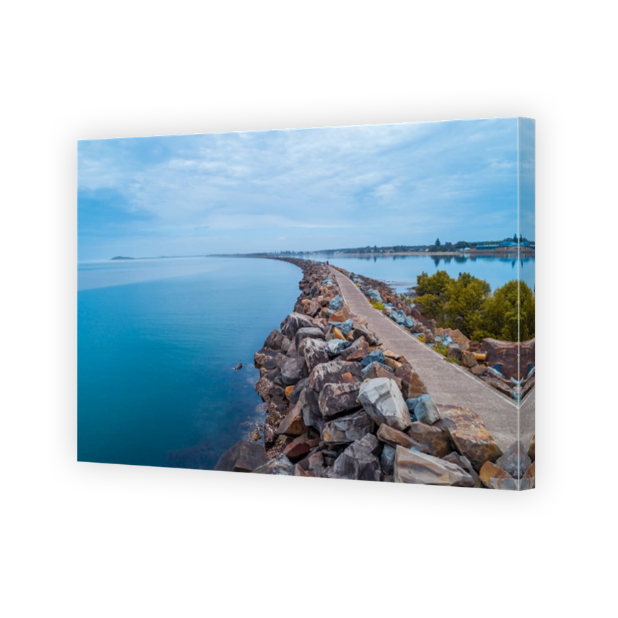 Harrington Breakwall and Manning river. Harrington, New South Wales, Australia