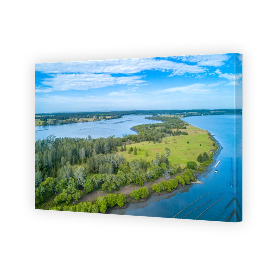 Aerial view of countryside and rivers in Australia