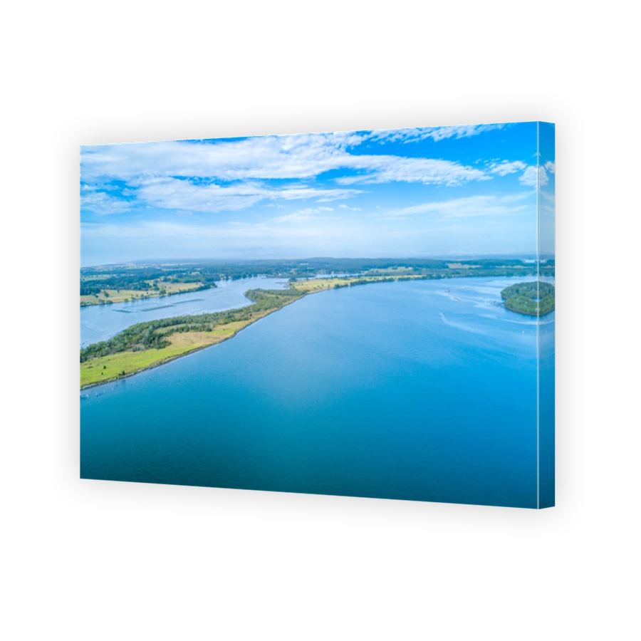 Manning River and countryside - aerial landscape with copy space