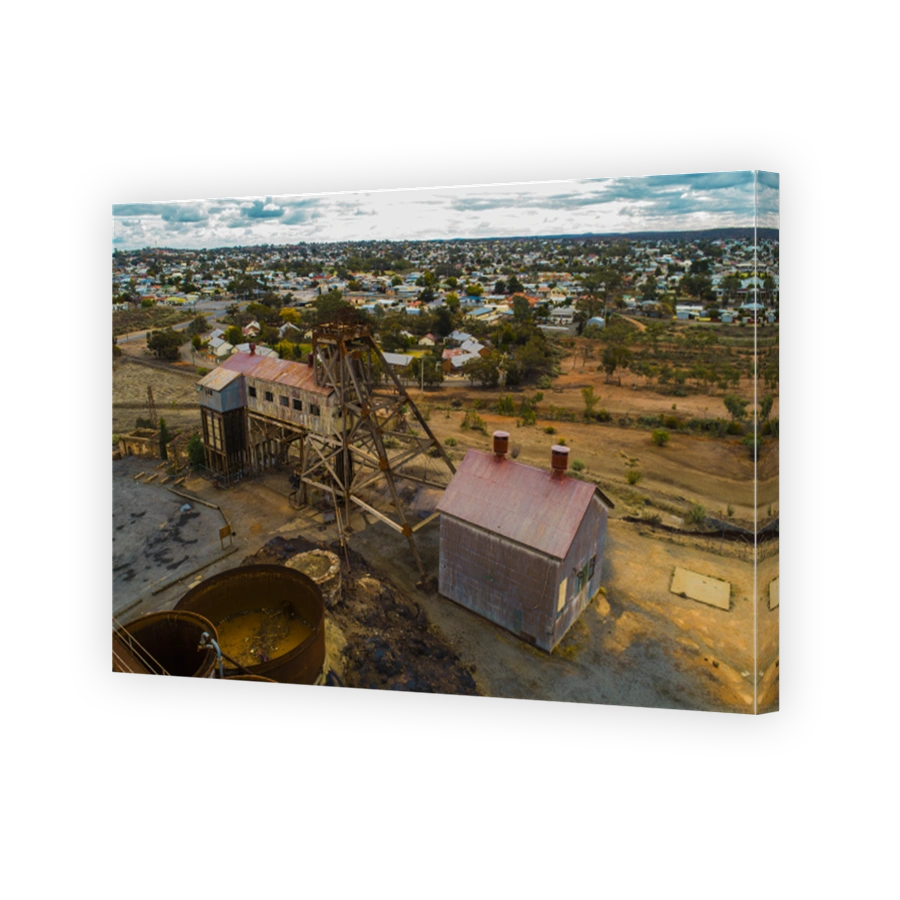 Drone shot of Broken Hill Old Mine Site New South Wales Australia