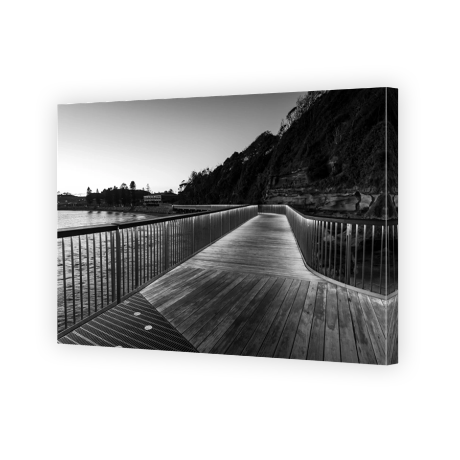 Clear Skies Sunrise at Terrigal Boardwalk in Black and White