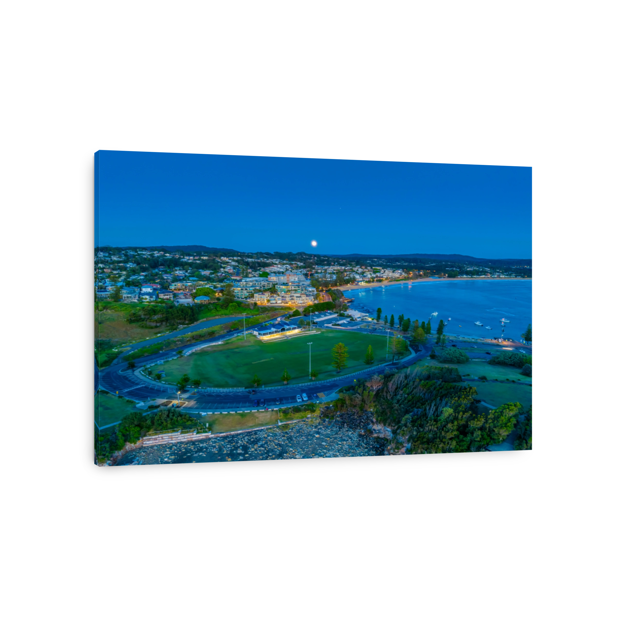 Reverse Sunrise with Full Moon over Terrigal and The Haven