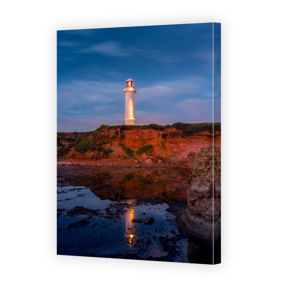 Wollongong Lighthouse and reflections in the rock pools below