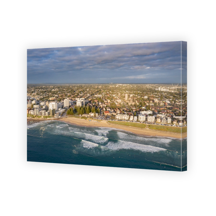 Aerial drone view of Cronulla and Cronulla Beach in the Sutherland Shire, South Sydney