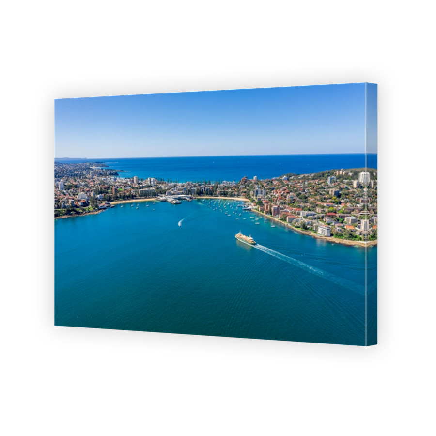 Aerial view on famous Manly Wharf and Manly, Sydney, Australia.