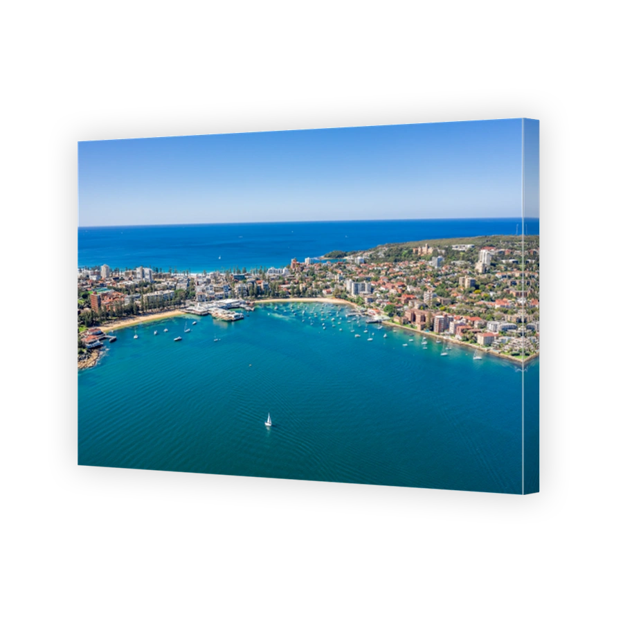 Aerial view on famous Manly Wharf and Manly, Sydney, Australia.