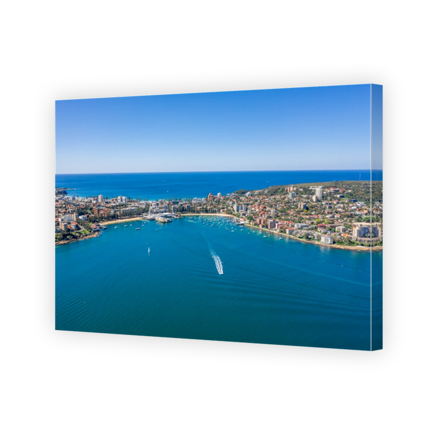 Aerial view on famous Manly Wharf and Manly, Sydney, Australia.