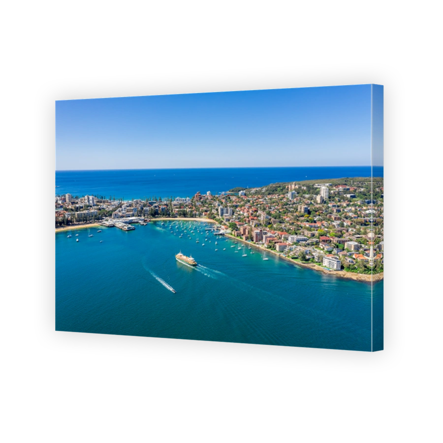 Aerial view on famous Manly Wharf and Manly, Sydney, Australia.