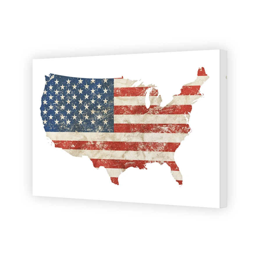 Vintage American Flag Map Art