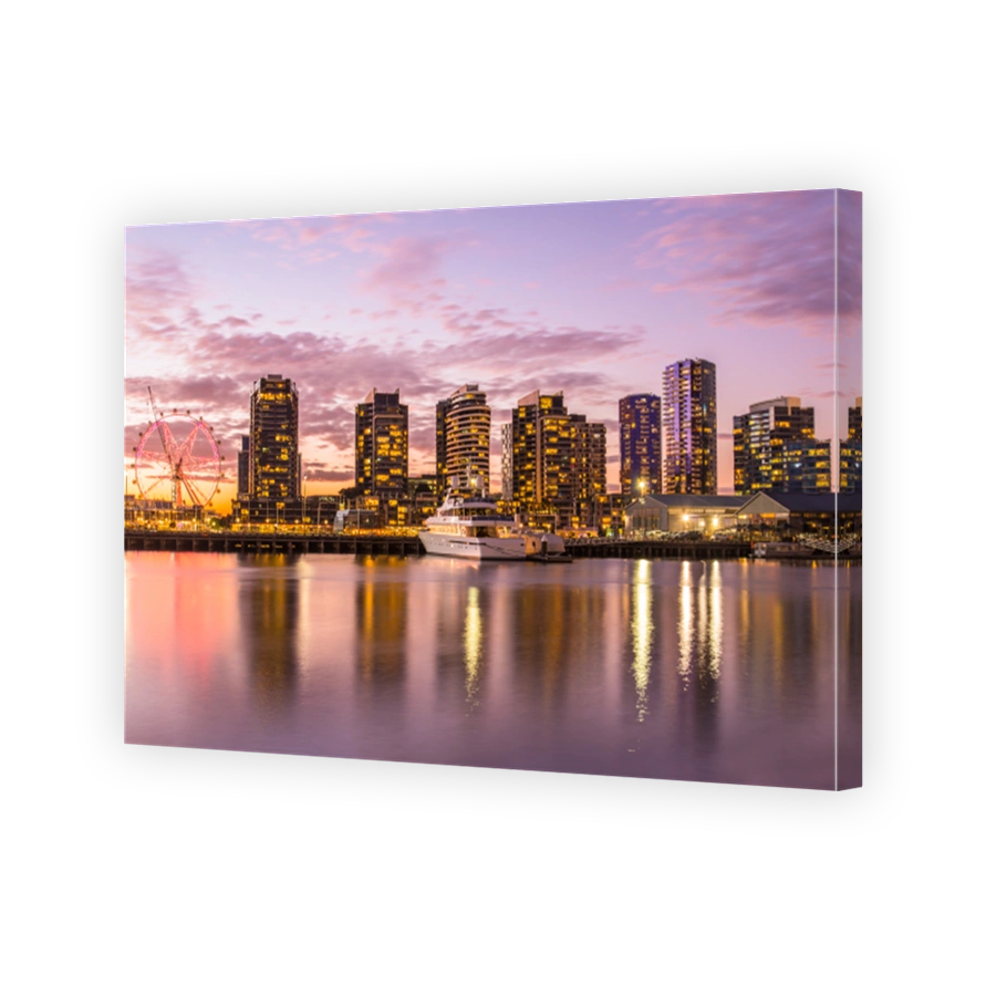 The docklands waterfront area of Melbourne in the evening, Australia.