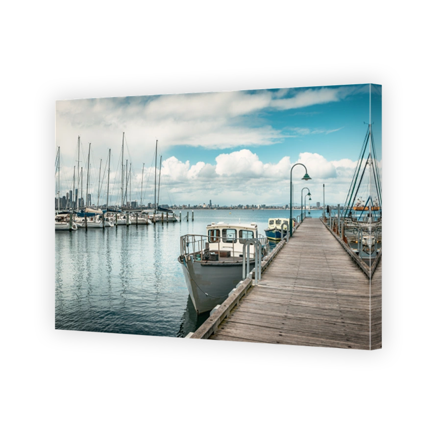The view of the harbour and coast in Williamstown in Melbourne