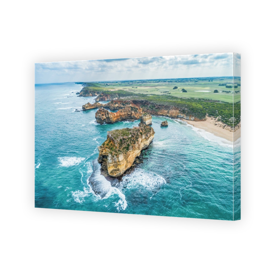 Vast ocean coastline of Victoria, Australia - aerial view