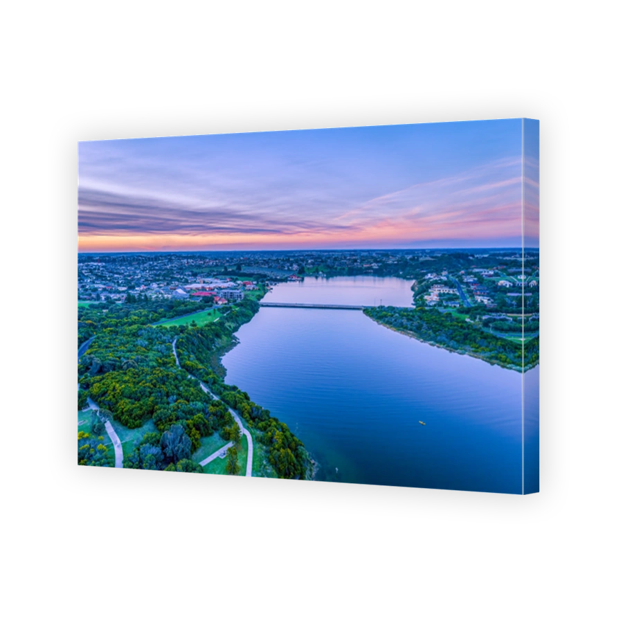 Warrnambool and Hopkins River at dusk - aerial landscape