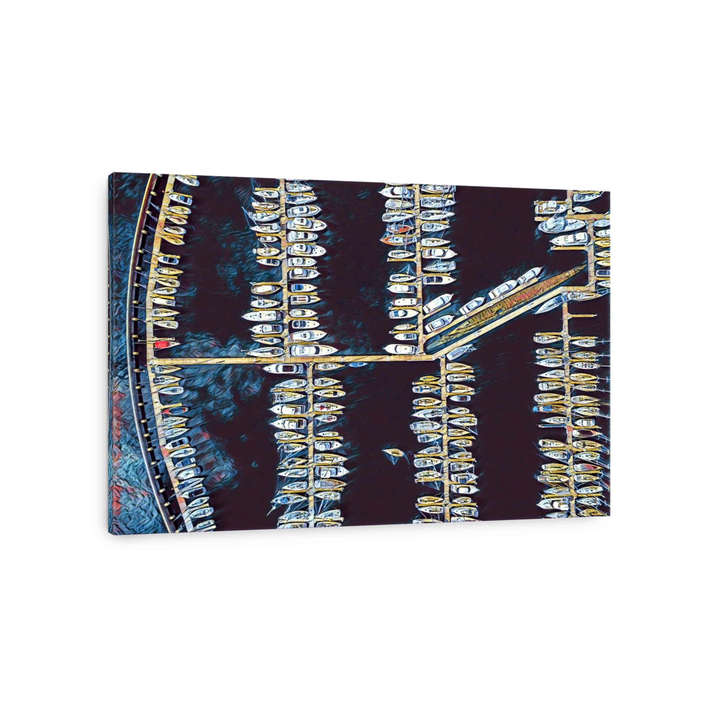 Digital painting of yachts in marina