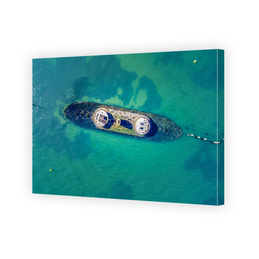 Looking down at historic shipwreck near the coastline in Melbourne, Australia