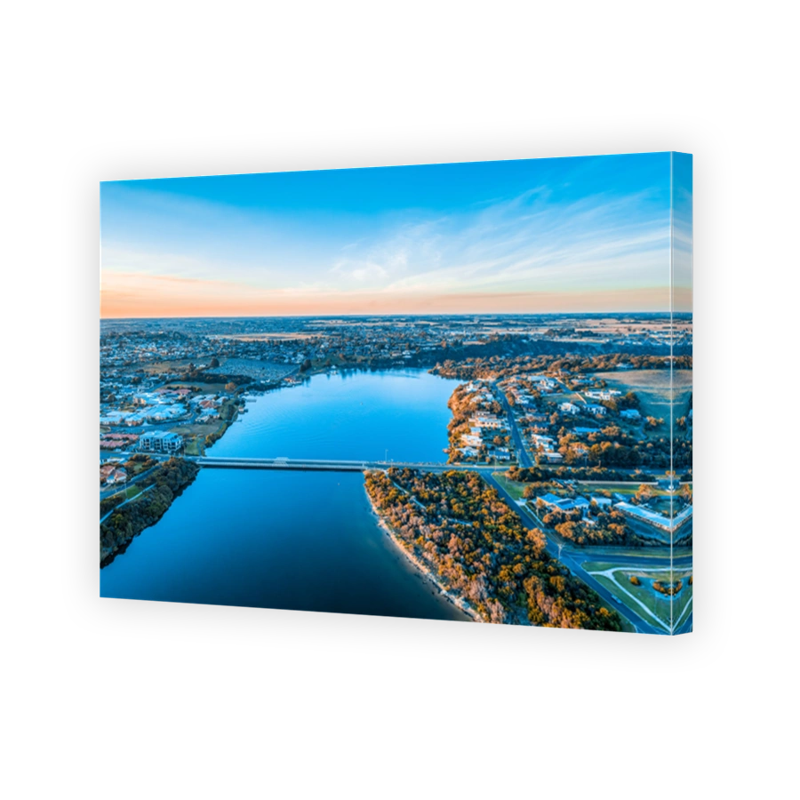 Hopkins River in Warrnambool town, Australia - aerial view