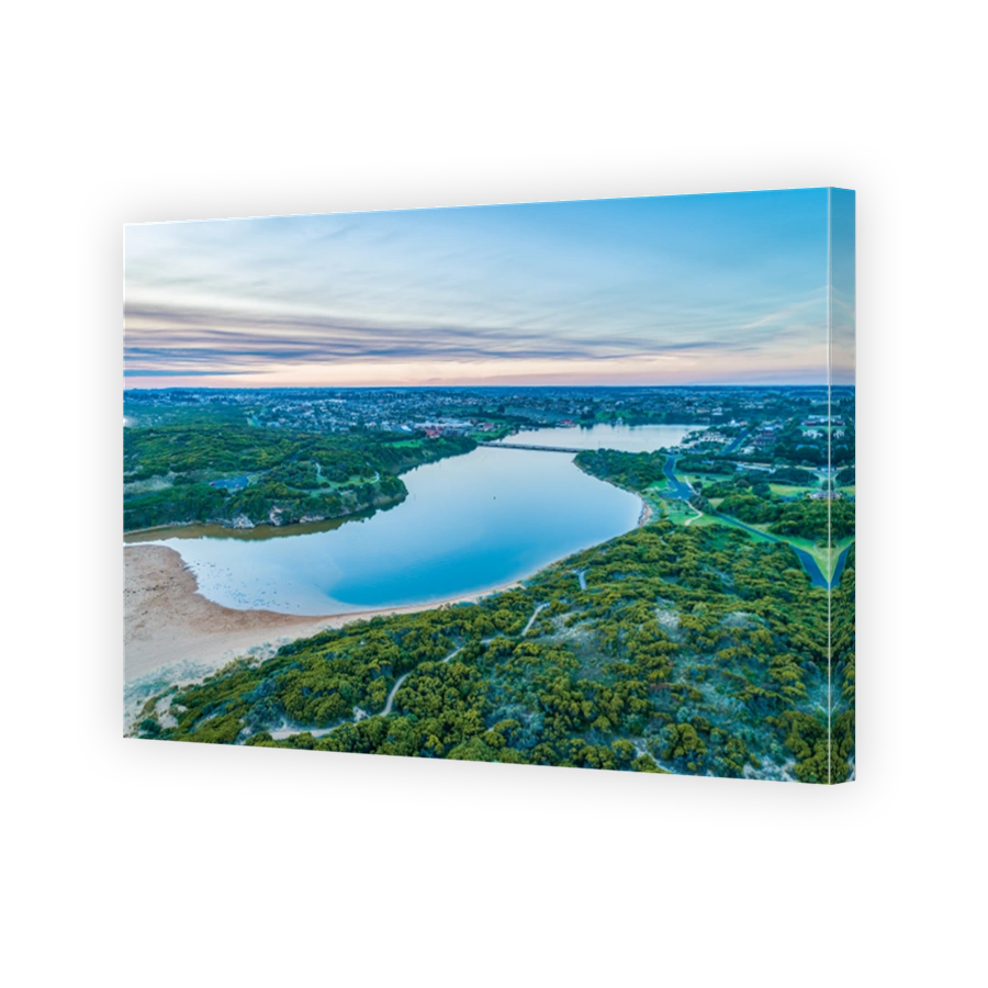 Warrnambool and Hopkins River at dusk - aerial view