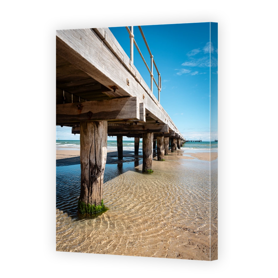 Scenic view of Frankston Pier with the ocean and sky in the background, in Frankston, Vitoria, Australia