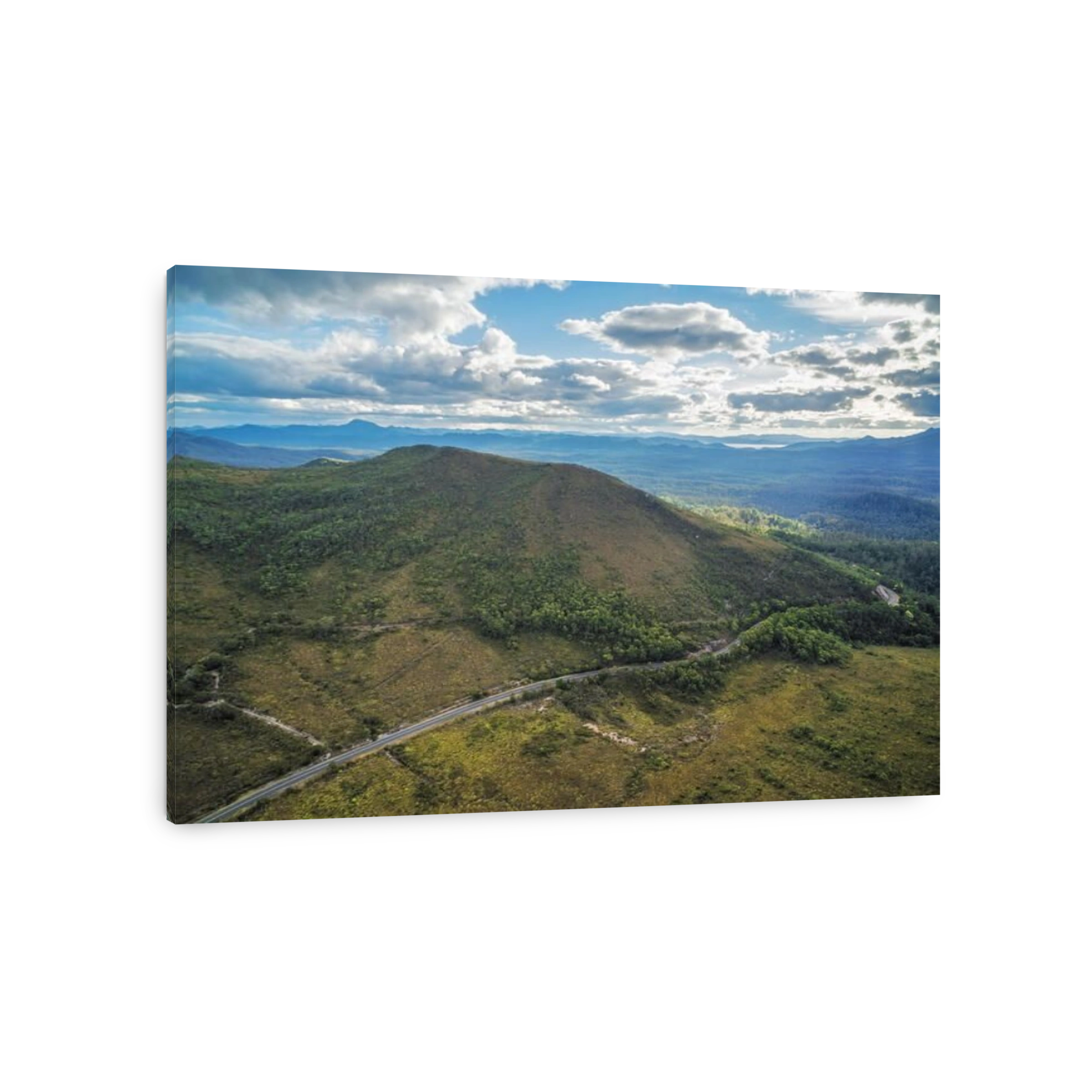 Beautiful Mountainous aerial landscape along Gordon River Road, Florentine, Tasmania, Australia