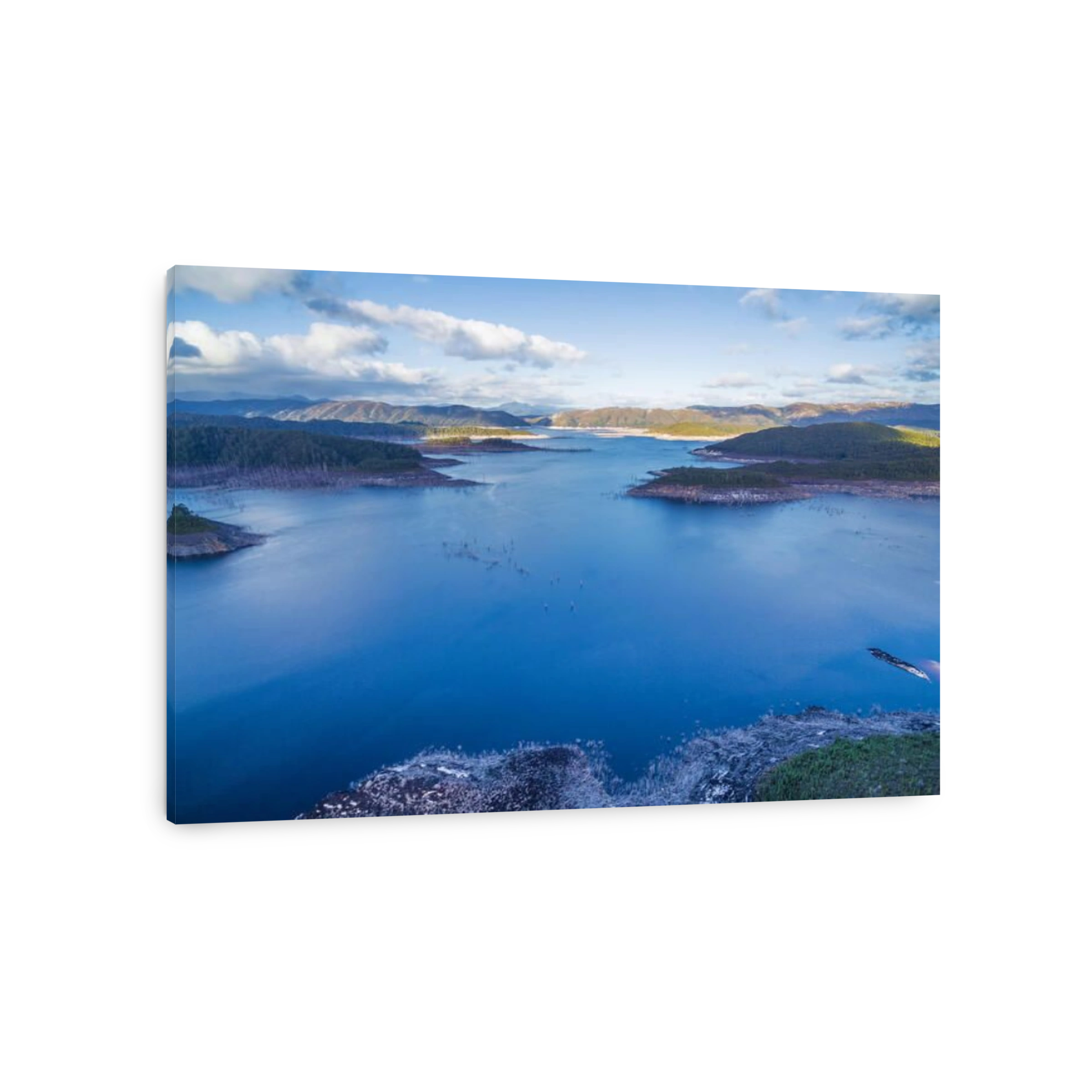 Aerial view of Lake Gordon, Southwest, Tasmania, Australia