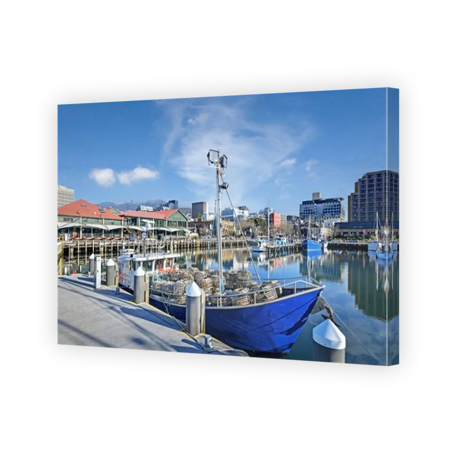 Fishing boat in Victoria Dock along Franklin Wharf in Hobart, Tasmania, Australia