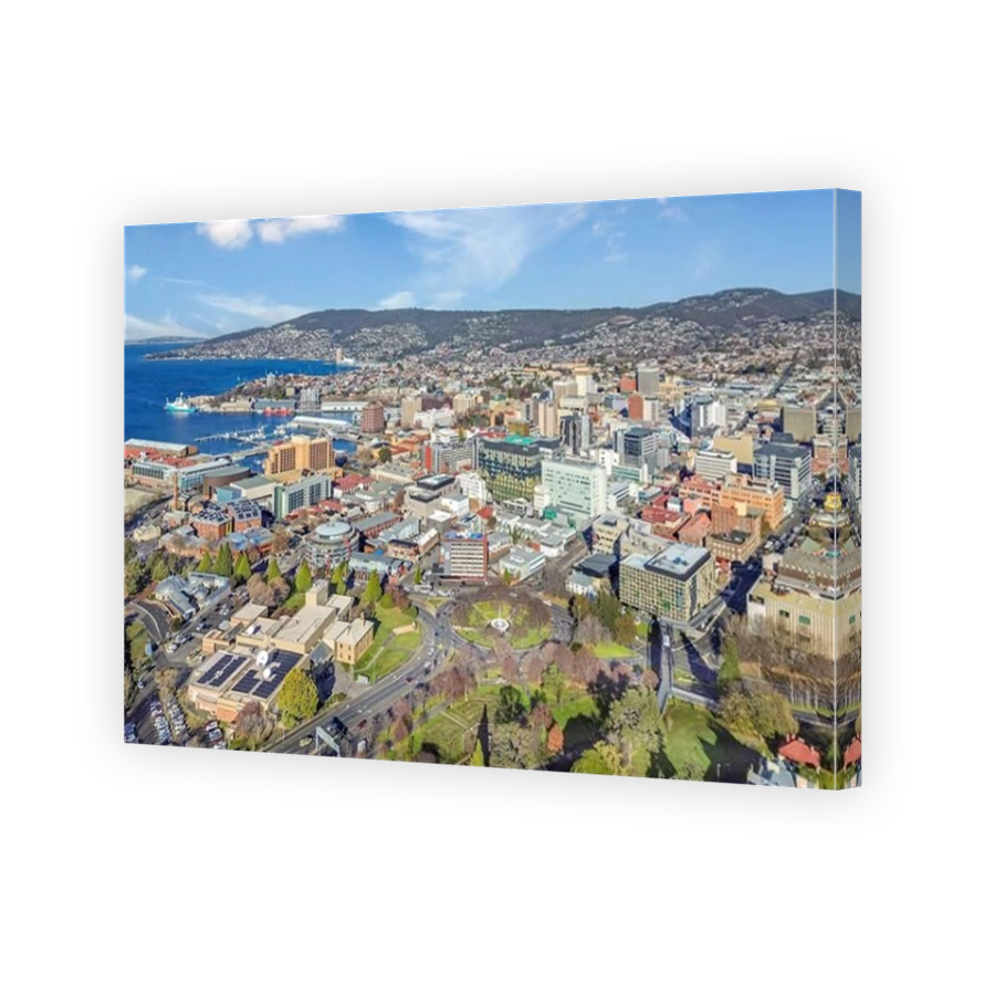 Aerial view of the city of Hobart in Tasmania, Australia