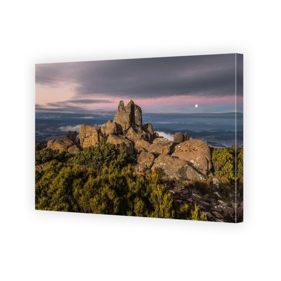 Scenic sunset on Kunanyi Mount Wellington, Hobart, Tasmania, Australia