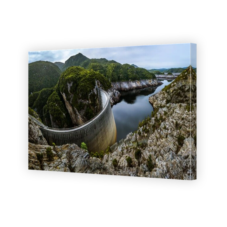 198m long and 140m high Gordon Dam in Southwest Tasmania
