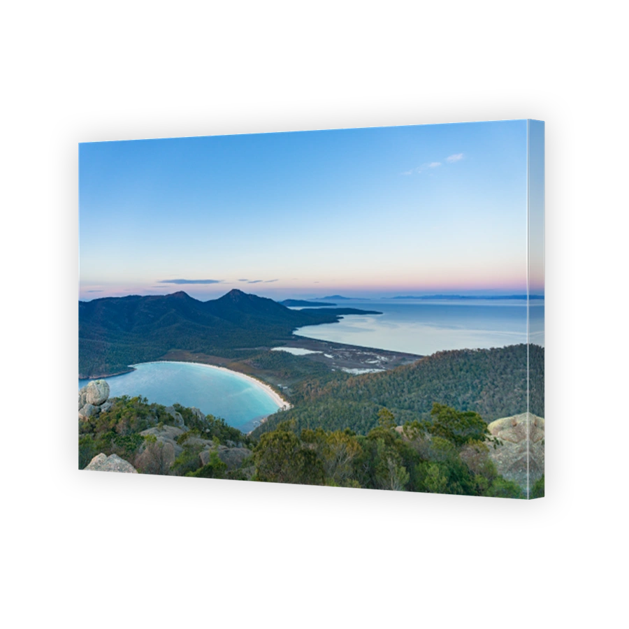 Aerial view on Wineglass bay and Freicynet national park