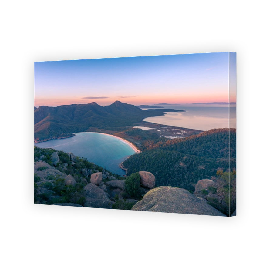 Sunrise landscape of beautiful bay and mountains