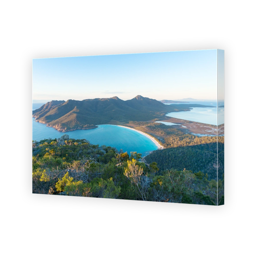 Aerial view of picturesque beach and mountains