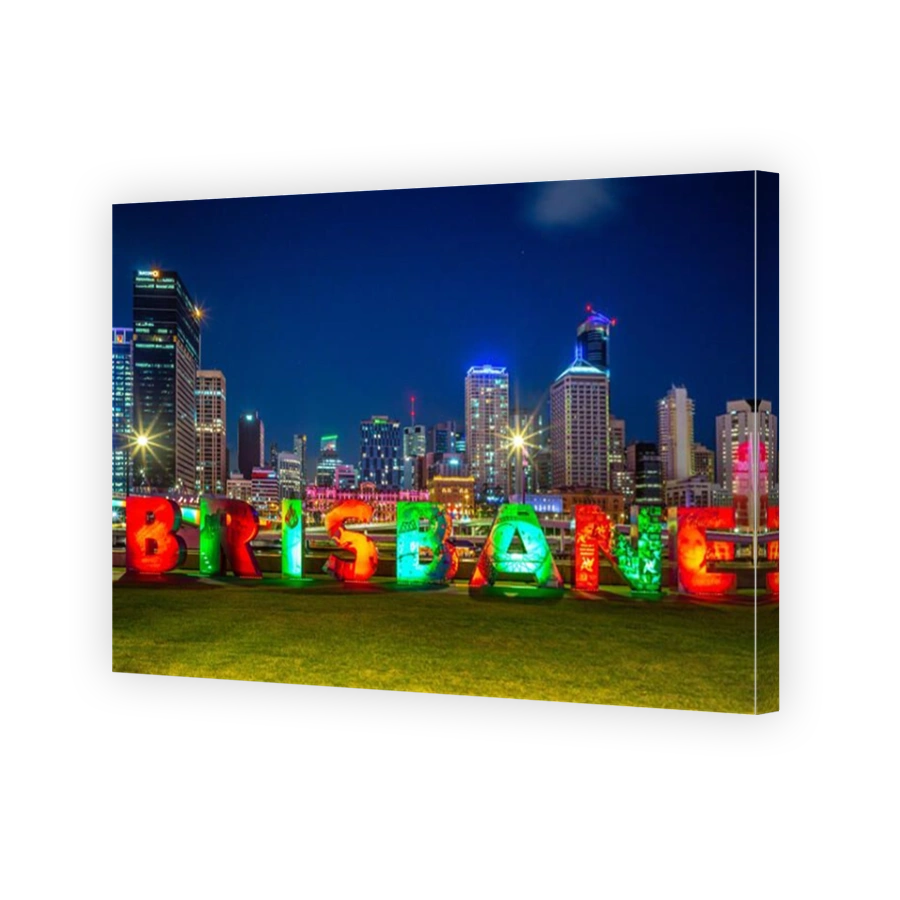 Brisbane, Australia - December 25, 2018: skyline of brisbane with the g20 Brisbane sign at South Bank