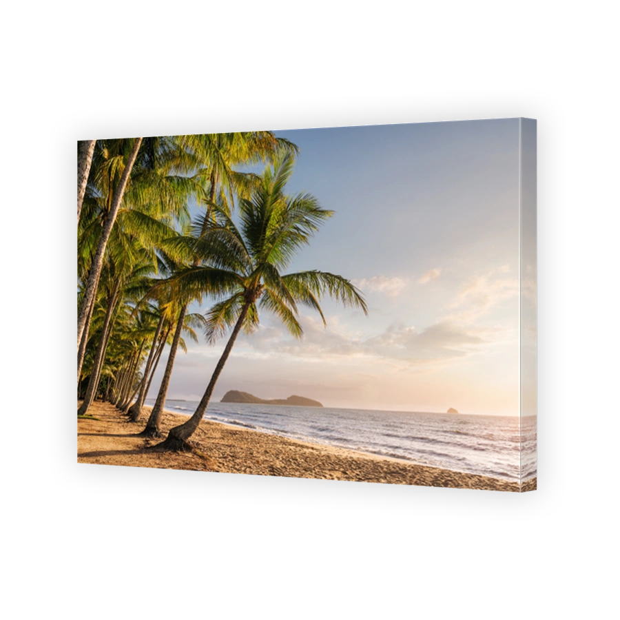 Empty tropical beach at the sunrise