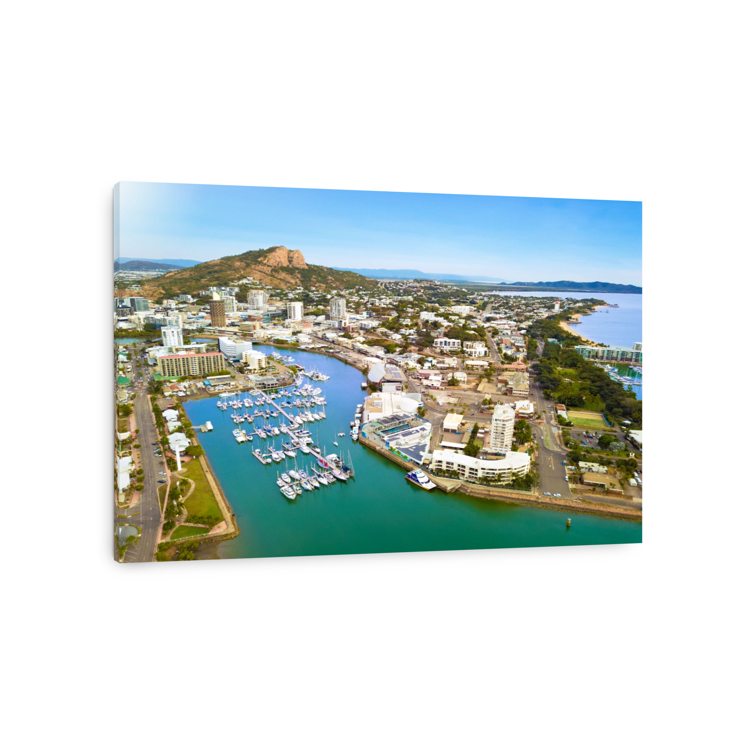 Townsville harbor view on the Yacht Club Marina, The Strand and Castle Hill