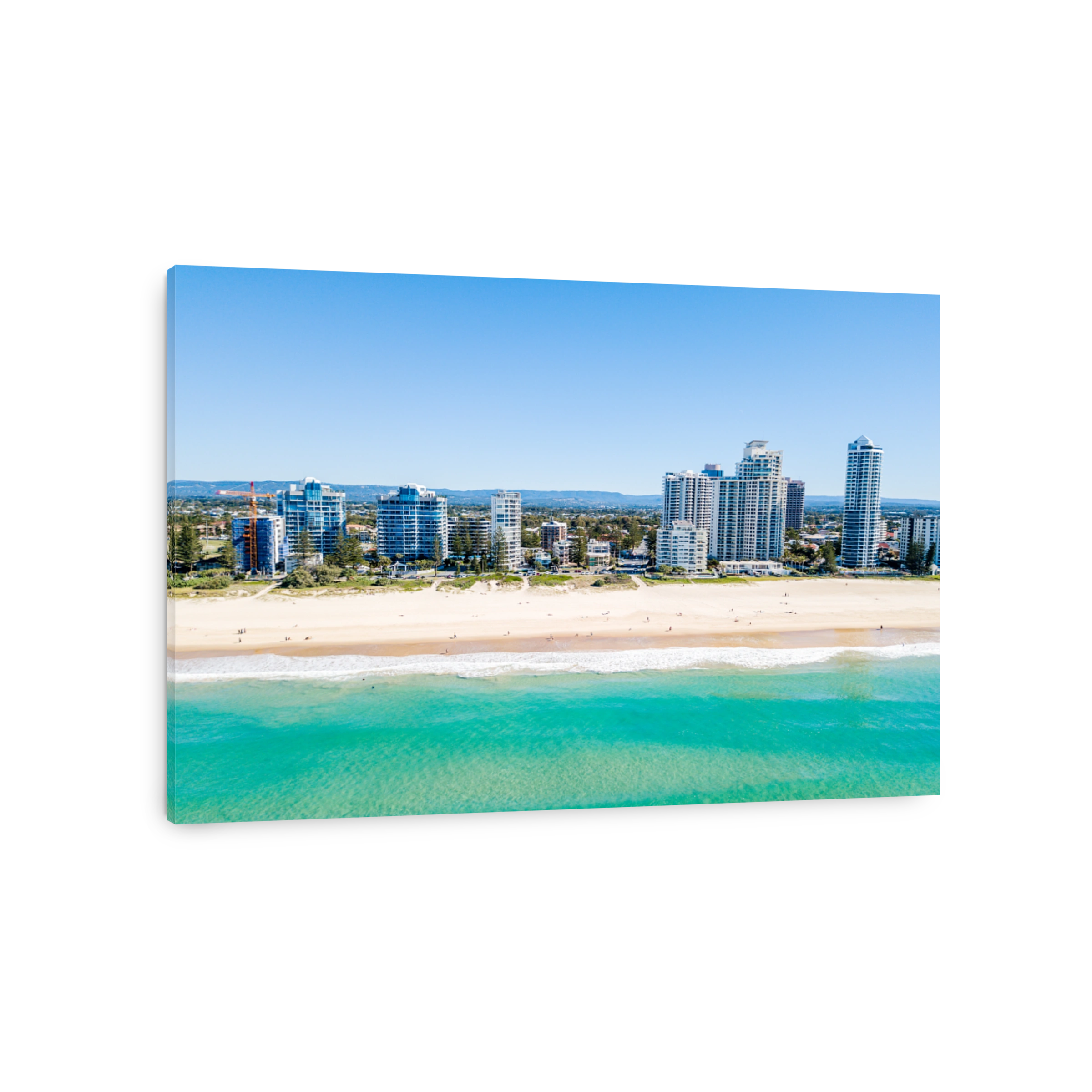 An aerial view of Broadbeach on the Gold Coast with blue water