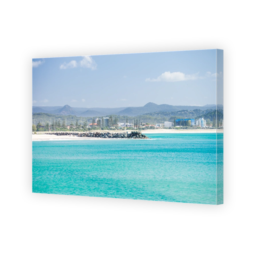 Coolangatta looking back to Kirra Beach on a clear idyllic day on the Gold Coast, Australia