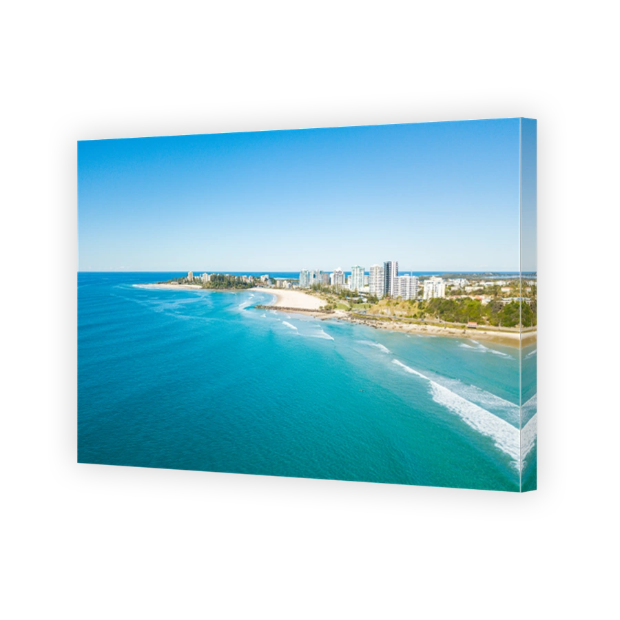 An aerial view of Kirra Beach on a clear idyllic day on the Gold Coast, Australia
