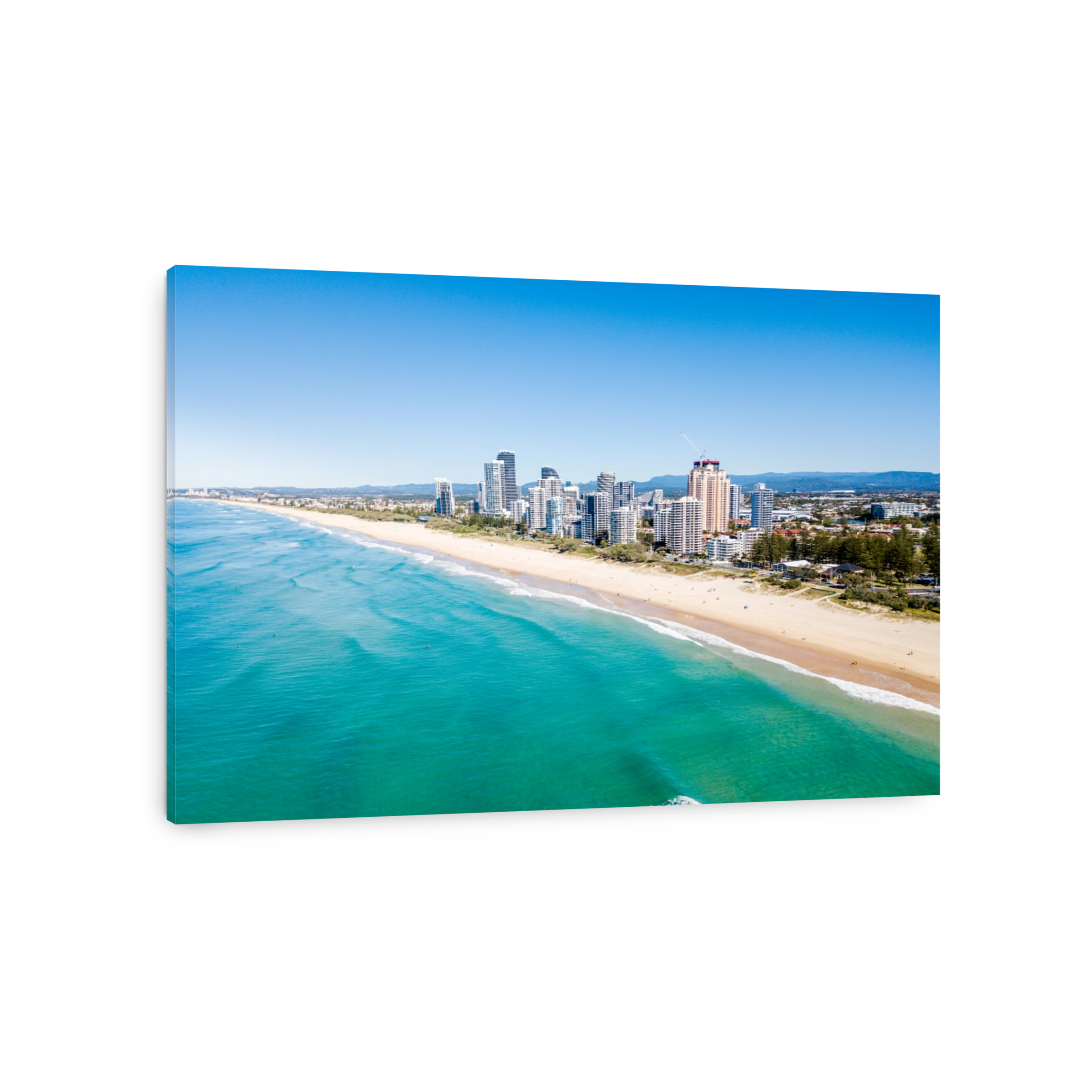 An aerial view of Broadbeach on the Gold Coast with blue water